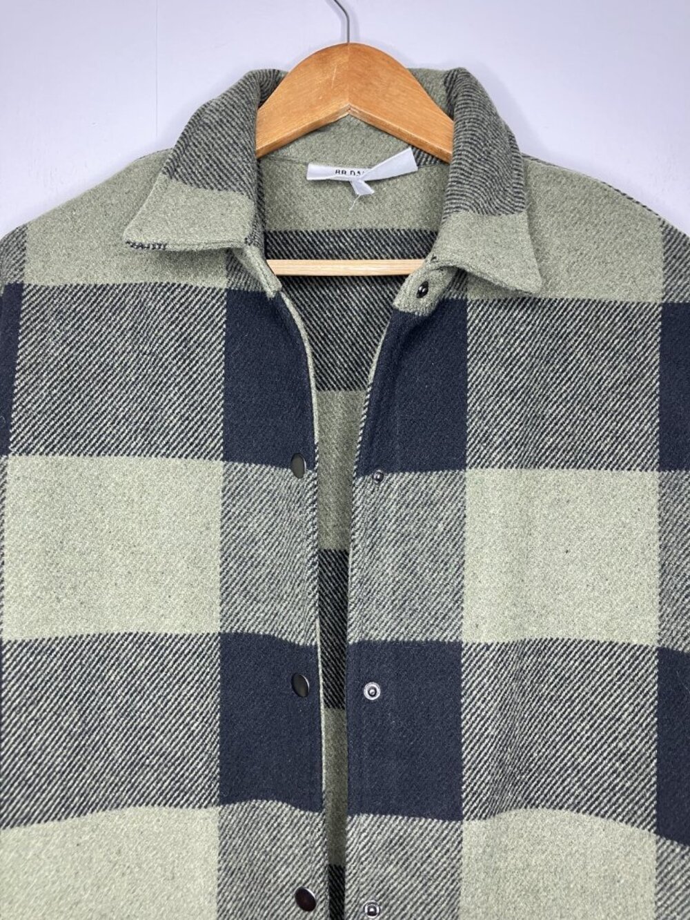 BB Dakota Steve Madden Women's L Green Black Plaid Shacket Jacket Coat - Picture 2 of 9